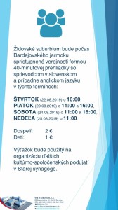 Otváracie hodiny počas Bardejovského jarmoku 2019